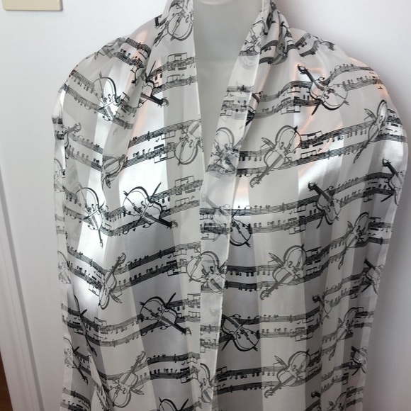 VTG Musical Theme Rectangular Scarf Polyester - Picture 3 of 9